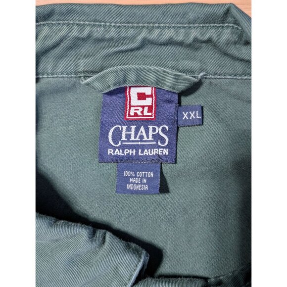 Vintage Chaps Ralph Lauren Mens XXL Green Jacket Embroidered Crest Logo Full Zip - Picture 11 of 13